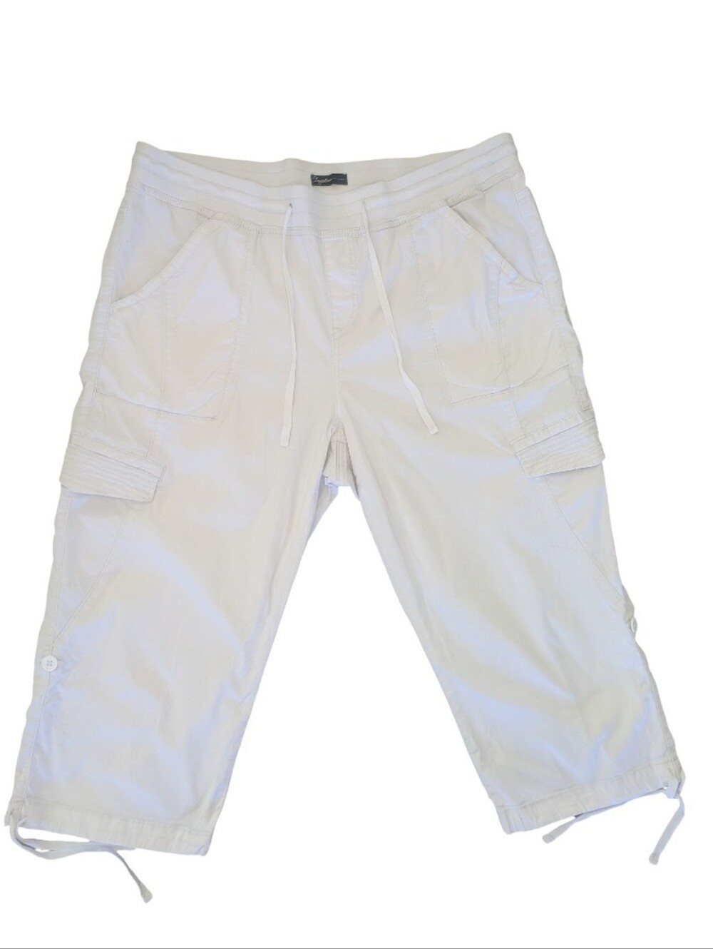 Supplies White Crop Capri Cargo Pants Plus 16 Y2K Euro Summer Travel Cotton